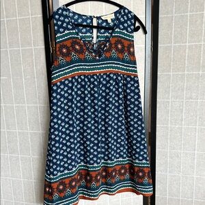 Moon River Boho Floral Tunic - Blue and Orange